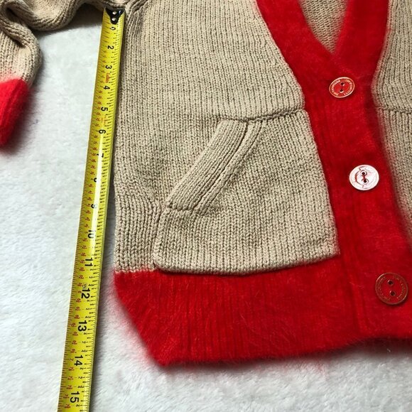 Juicy Couture Angora Trim Knit Beige/Red Cardigan Y2K Size Sm/Md - Picture 8 of 10